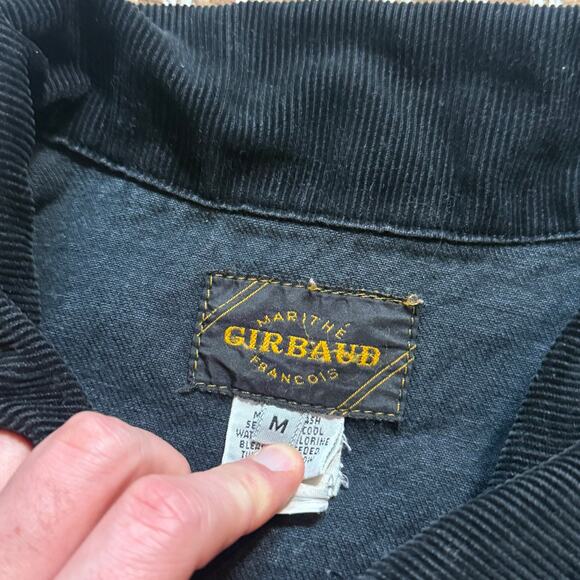 Marithe Francois Girbuad Faded Black Denim Trucker Jacket Sz M Corduroy Collar - Picture 4 of 8